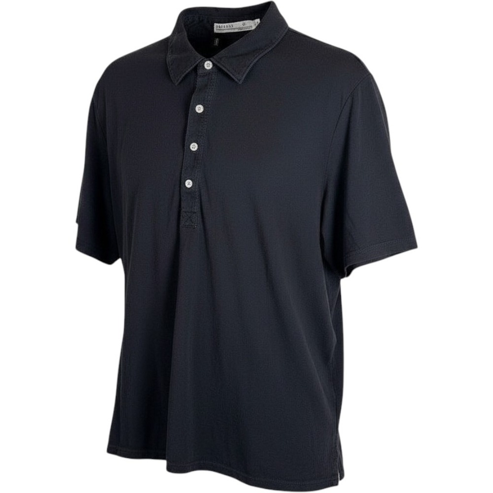 Criquet Mens XL Players Shirt Black Pima Cotton Short Sleeve Polo Pocket Logo
